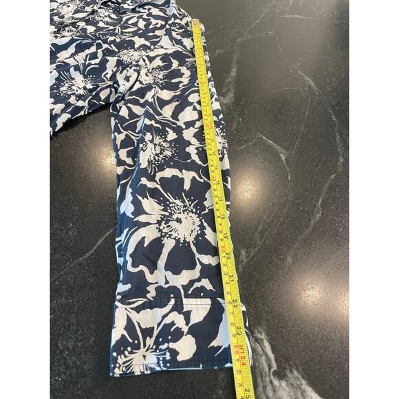 Jones New York Sport Navy/White Floral button up blouse XL 100% Cotton - Picture 9 of 9